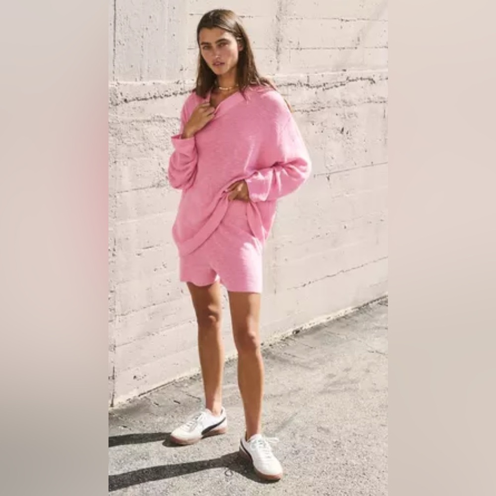 FP Movement by Free People Pink Cozy Knit Shorts Set